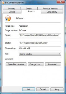 assign shortcut key to batch file