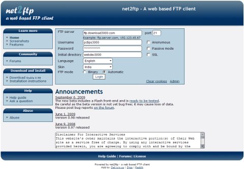 FTP Client Online NET2FTP