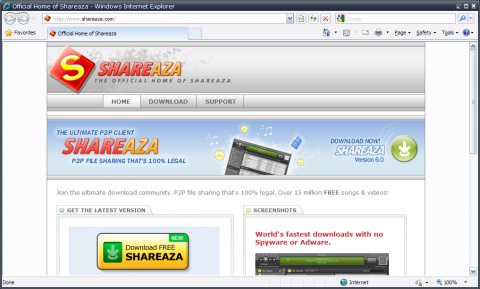 File Sharing Software Shareaza Scam