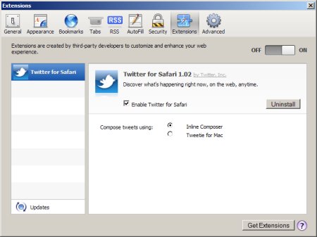 twitter extension for safari